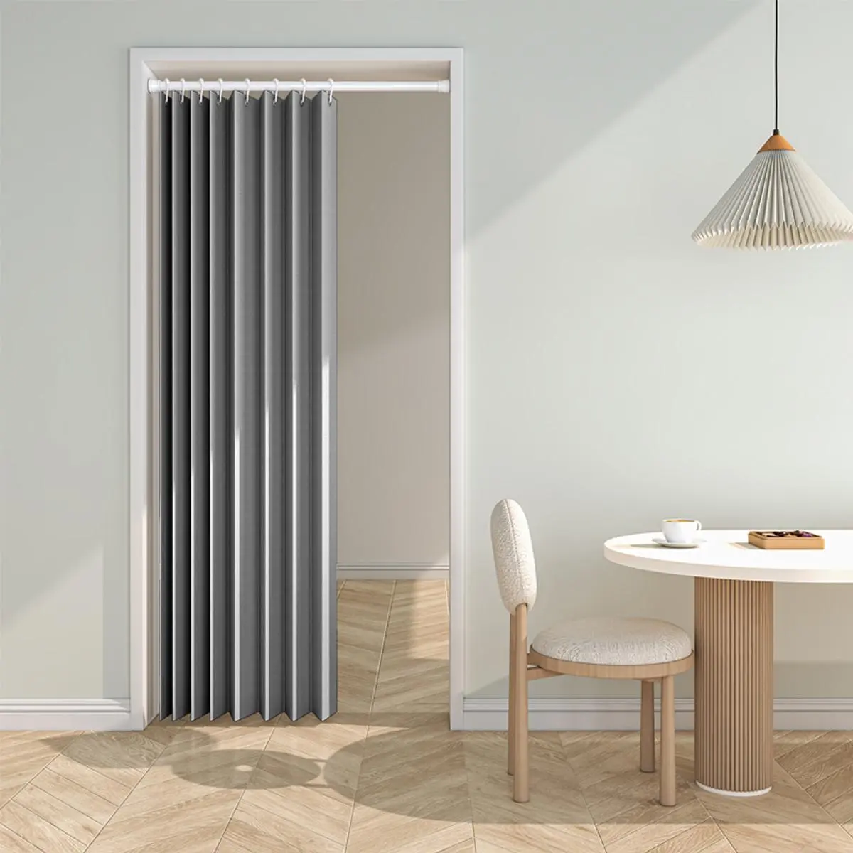 Folding Door Curtain, Home Decorative Curtain, Polyester Privacy Curtain, 1 Count Vertical Blinds, Modern Blackout Window Curtain with Tiebacks, Home Decor for Living Room Bedroom Office, Privacy Grommet Curtains