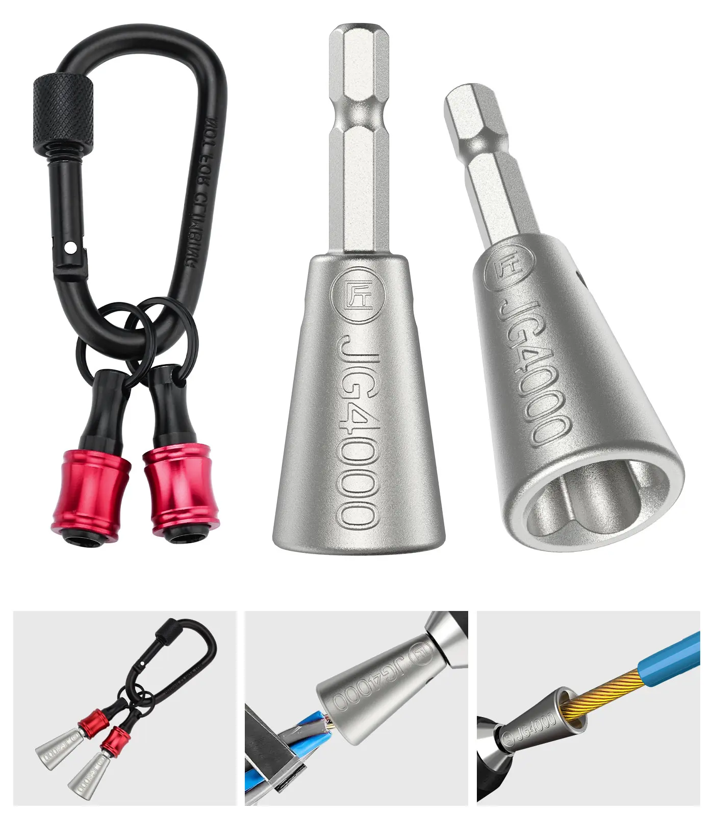 Katerk 2-Pcs Effortless Wire Nut Twister Tool Set, 1/4 in Fast Cable Connector Kit with Bit Holder Keychain for 9-14 AWG, 3-7 Way Electrical Impact Power Tool