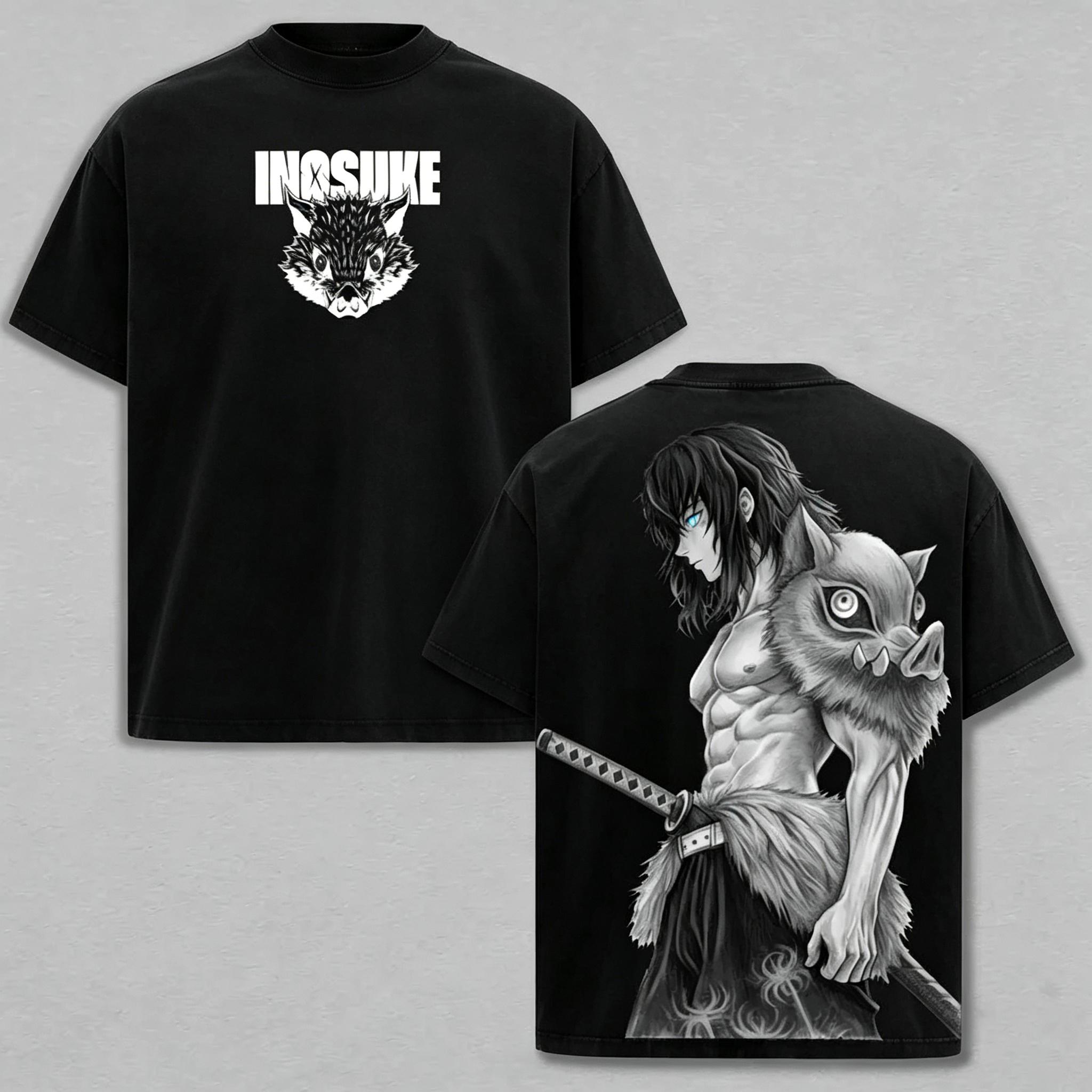 Inosuke Anime Washed Tee – Demon Slayer Vintage Manga T-Shirt, Cool Japanese Anime Graphic Shirt, Oversized Streetwear Trendy Otaku Gift, Aesthetic Shonen Anime Tee men clothing funny graphic tee men’s trendy t-shirts deals humorous streetwear boyfriend