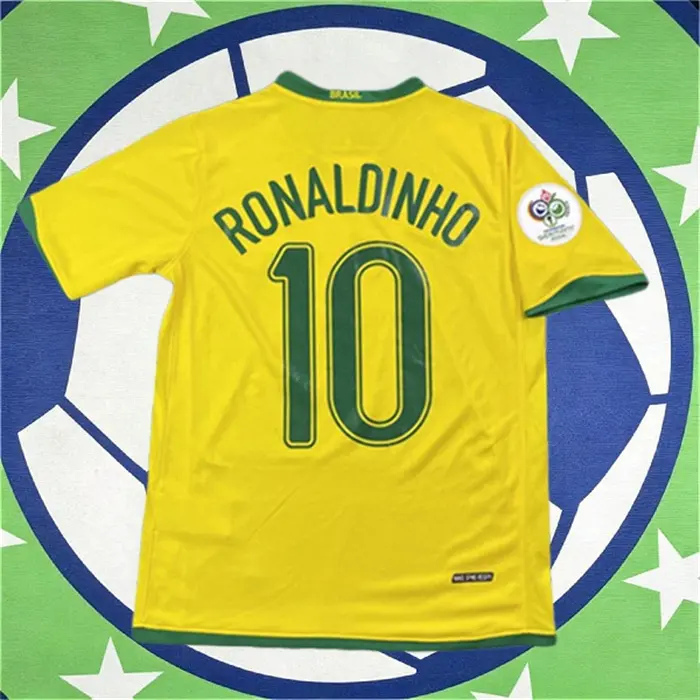 2006 Brazil Home Ronaldinho 10# short sleeve Soccer jersey
