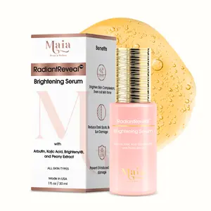 Maia Radiant Reveal Brightening Serum with Arbutin Kojic Acid Licorice Root & Peony Extract for All Skin Types 1 fl oz