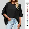 Imily Bela Womens Oversized Tshirts Batwing Short Sleeve Asymmetric Hem Tops Summer Casual Loose Fit Tunic Tee Shirts