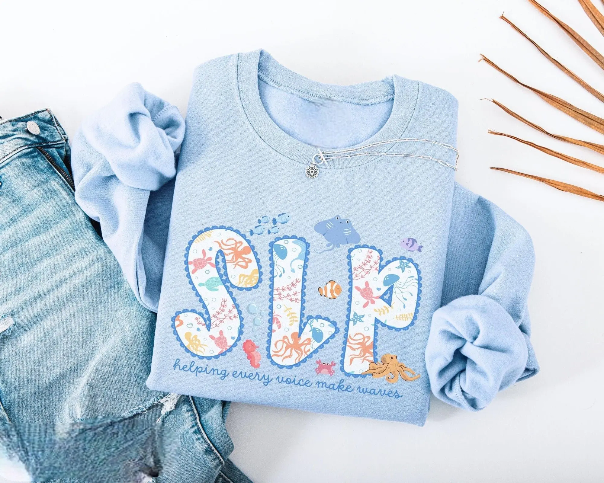 SLP Sweatshirt, Speech Language Pathology Ocean Crewneck, Pediatric Speech Therapist Gift, SLPA Sweater