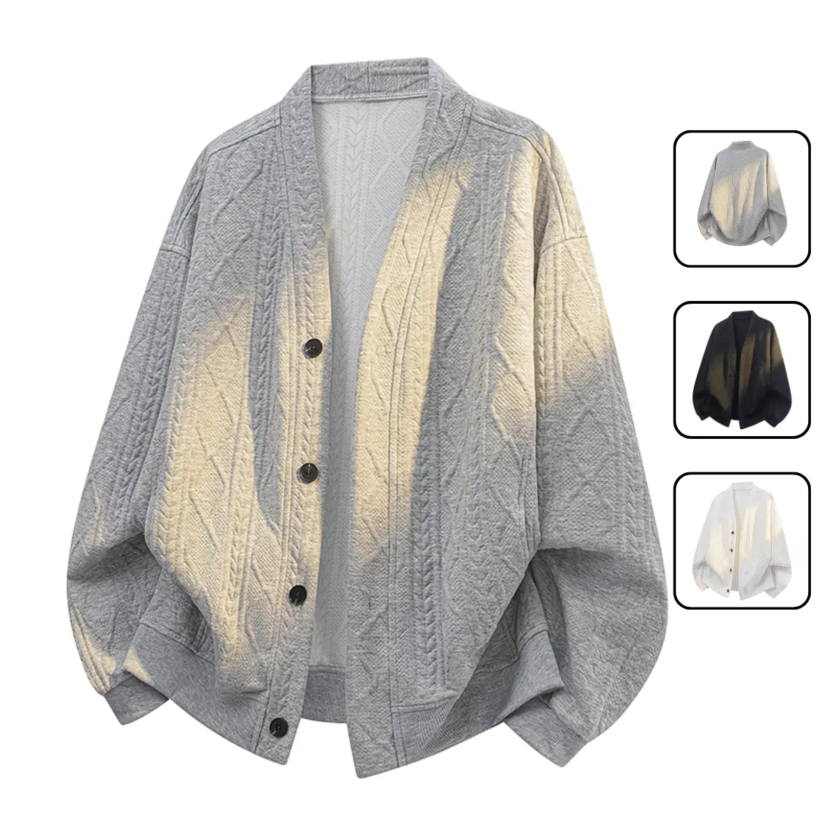 Plus Size Knotted Sweatshirt Cardigan Jacket - Medium Fit, Versatile for Casual Wear, Comfortable Knotted Design, Ideal for Layering, Matches Well with Jeans