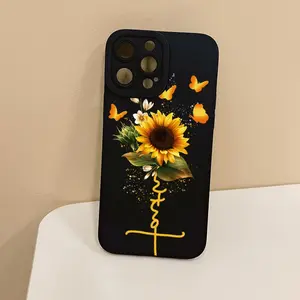 A Stylish And Innovative Phone Case Featuring a Sunflower Design That Attracts Butterflies, Compatible with Various Iphone Models Including 16, 15, 14, 13, 12, 11 Plus, Pro Max, XS, XR, Mini, 7, 8, SE2, And SE3. Protection Wireless Smartphone Cellphone