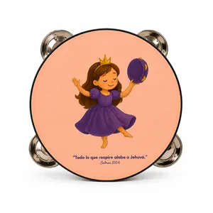 Personalized Princess 2 Tambourine Synthetic Leather Non-Slip Grip Metal Cymbals Handheld Percussion Instrument for Pleasant Sounds