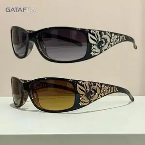 Women's 2-Pack Vintage Rhinestone Shades, 2026 Trendy Spring Summer Blue Light Glasses, UV400 Sports Eyewear, Durable PC Frame, for Office & Driving