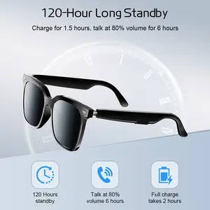 Smart Glasses Listenable Songs,Wireless Headphone Smart Glasses for Mobile Phone,120H Standby Time Long Battery, Athletic/Outdoor UV Protection and Voice Control Audio Charging Earbuds, Summer, Waterproof Wearable