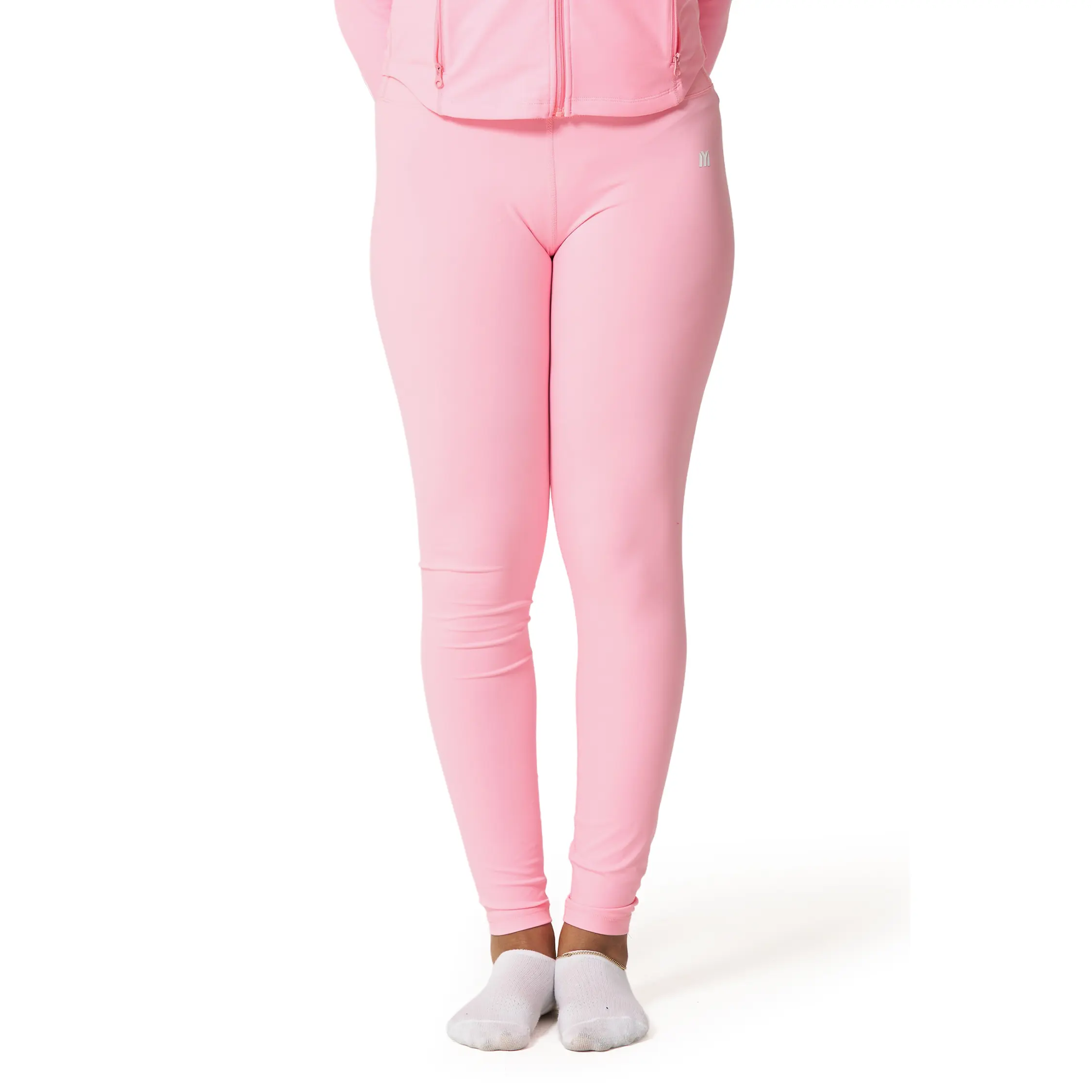 Minimalist Nylon Fabric Compression Leggings - Pink, "You Matter Everyday" Printed, Breathable, Elastic Waistband, Snug Fit, Casual Sporty Bottoms for Active Use