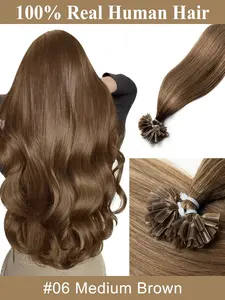 U Tip Fusion Hair Extensions, Nail Tips Human Hair Italiana, 1.5cm Long Keratin Hair Bondings, 12-22 Inch, Chocolate