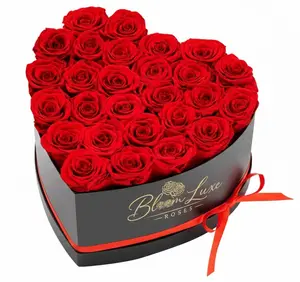 27 Real Preserved Roses in a Luxury heart-Shaped Box the best gift for anniversary, Valentine’s Day, birthday, wedding, proposal, engagement, Mother’s Day