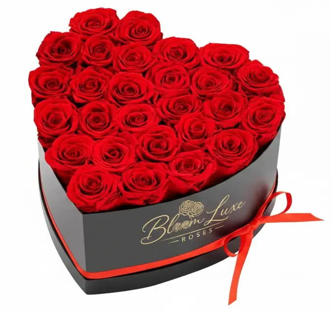 27 Real Preserved Roses in a Luxury heart-Shaped Box the best gift for anniversary, Valentine’s Day, birthday, wedding, proposal, engagement, Mother’s Day