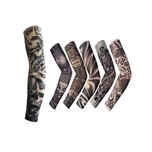 6PCS Men's Cooling Arm Sleeves with Tattoo Design for All - Day Outdoor UV Shielding