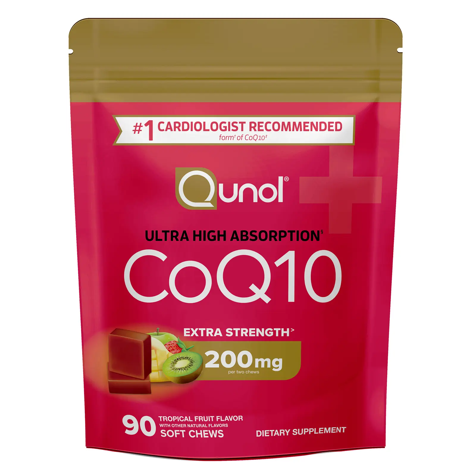 Qunol CoQ10, Tropical Fruit, 90 Soft Chews (100 mg per Soft Chew)