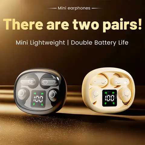 4-in-1 Wireless Bluetooth Earbuds, Noise Cancelling In-Ear Headphones with LED Display, Transparent Shell, Stereo Sound, Long Battery Life, Water Resistance, Tablet Compatibility, Cable Management, Volume Control, Battery Powered, Couple Game Gift