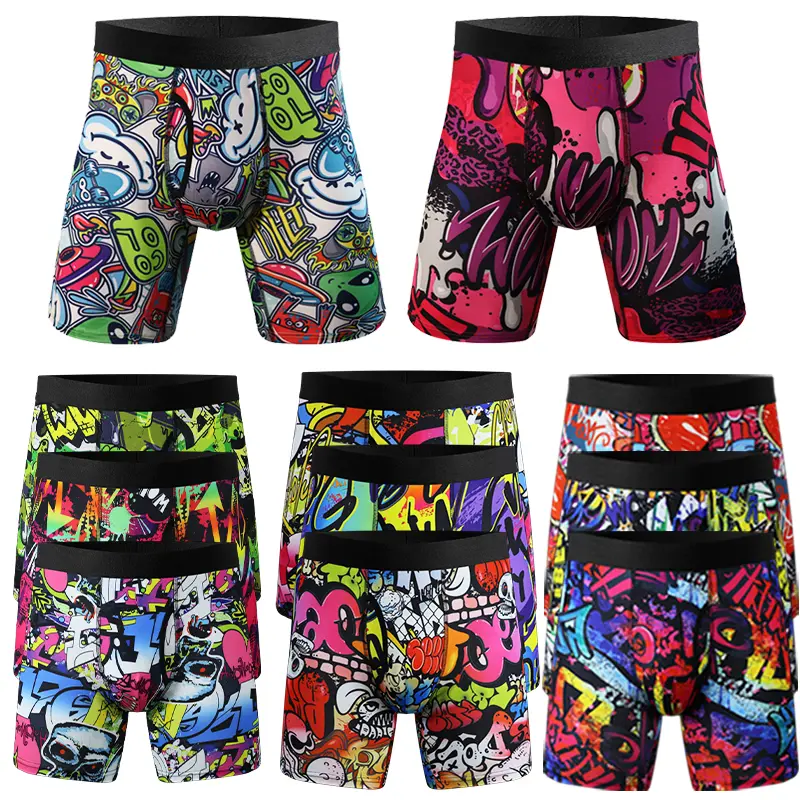 Men's 3-Pack Chic All-Over Printed Boxer Briefs, Comfortable Party and Sport Trunks for Active Wear, Underwear Boxers, Sports Boxers