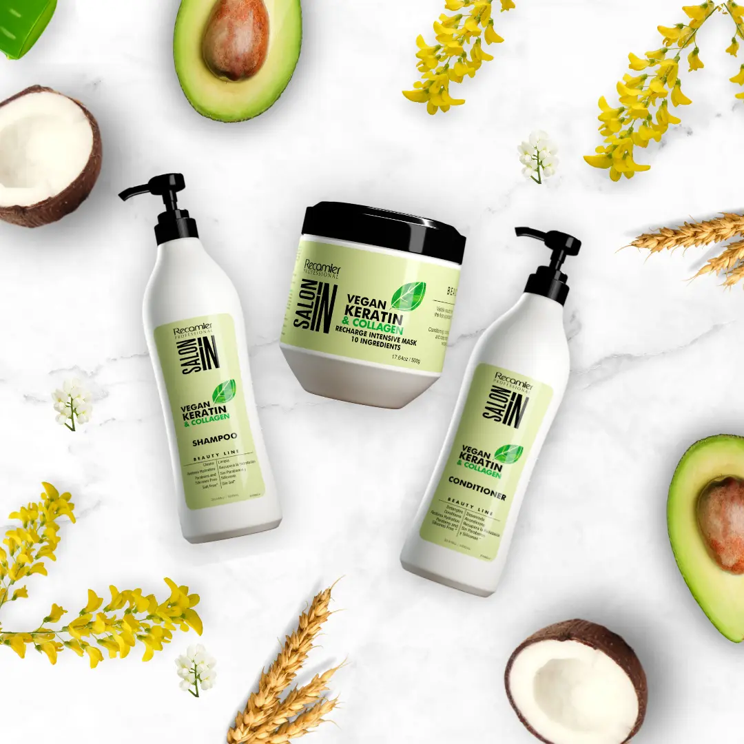 Vegan Keratin & Collagen 3-Piece Set: Shampoo + Conditioner 33.8 fl oz + Mask 17.64 oz Vegan Keratin & Collagen 3-Piece Set: Shampoo + Conditioner 33.8 fl oz + Mask 17.64 oz