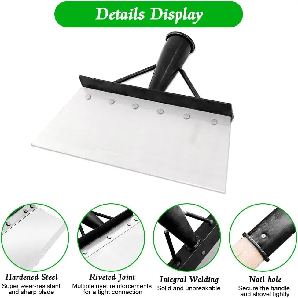 Universal Stainless Steel Cleaning Shovel, Home Organiser for Efficient Surface Cleaning Heavy-Duty Alloy Scraper All-Season Wide Blade