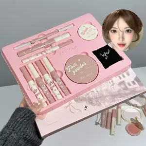 Pink Mist Soft Light Makeup Gift Box Lip Color Powder Blusher Powder Eyebrow Pencil Eyeliner Eye Black Makeup Set Face Makeup Sets Women's Gifts