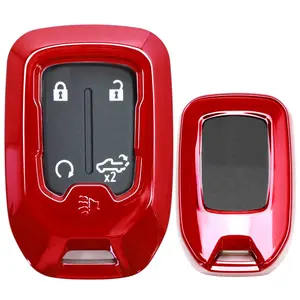iJDMTOY Glossy Red Finish TPU Key Fob Protective Case w/ Face Panel Cover, For GMC Acadia Terrain Sierra Yukon, Chevy Silverado Remote Start Smart Key Fob