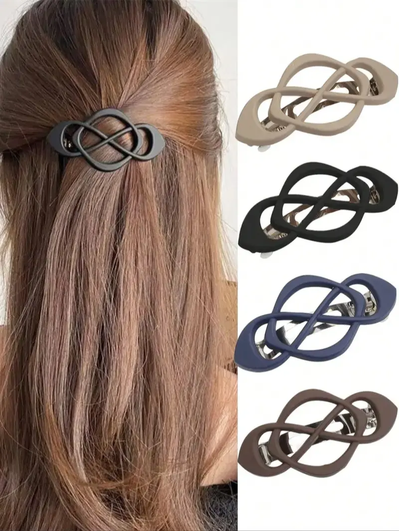 4Pcs Vintage French Hair Barrettes, Elegant Flat Hair Clips, Universal Hair Accessories for All Hair Types Women and Girls