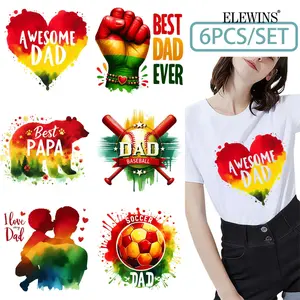 6 sheets Father's Day Happy Foil Transfers, DTF Foil Transfer. Perfect for t-shirts, hoodies, jeans, backpacks, and pillows, machine washable plastic | Washable plastic transfer paper for men and women, DIY Craft Supplies