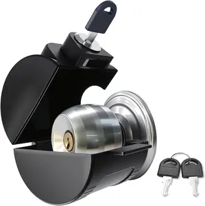 Door Knob Lock-Out Device – Prevents Turning of Door Knob and Access to Keyhole, Can be Used for Home Rentals, Evictions, Job Sites & More – Keyed Alike (Black)