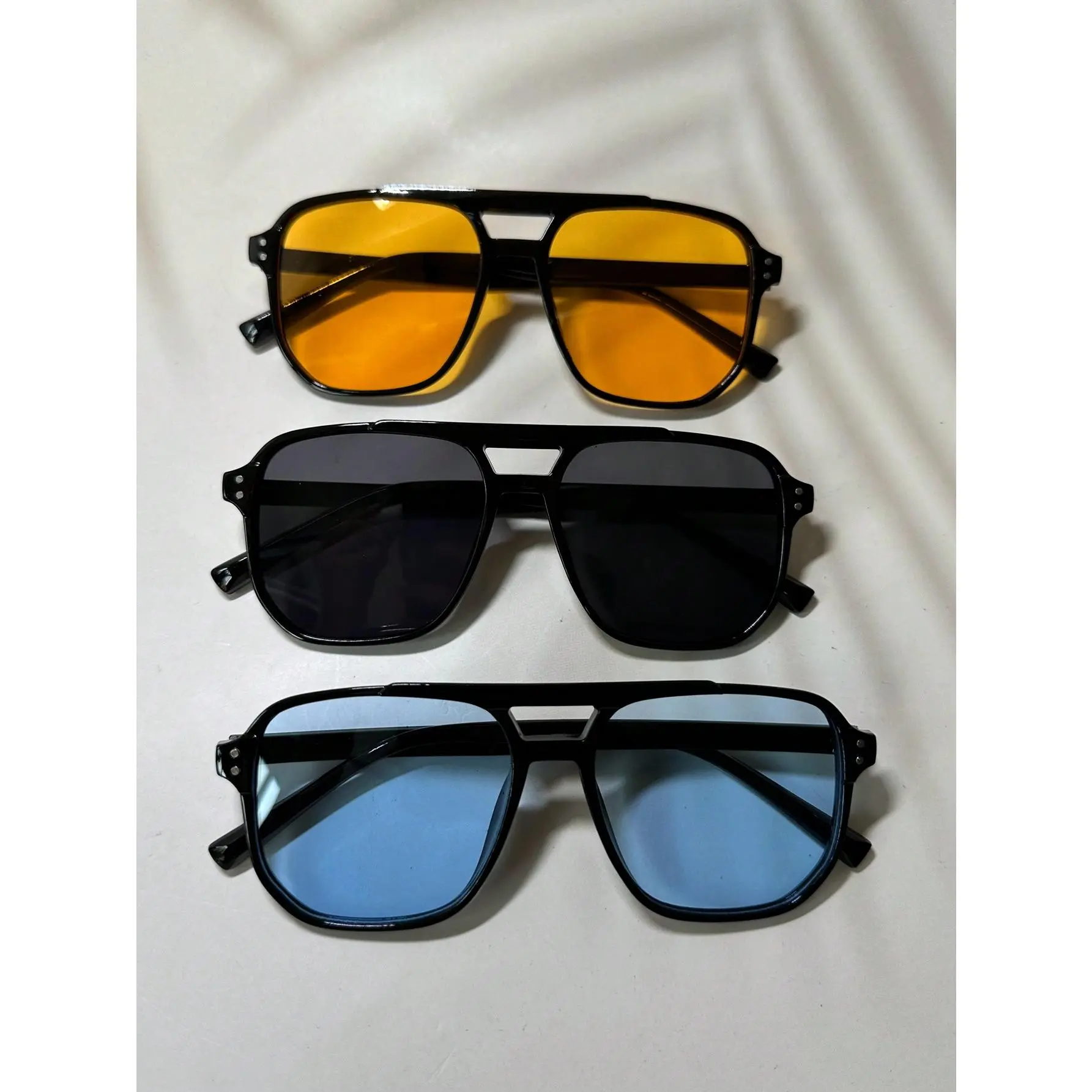 3pcs Men's Double Bridge Square Frame Black Retro Classic Style Super Light Pale Blue Orange Fashion Glasses, Stylish Cool Street Fashion Glasses Suitable For Travel, Holiday, Daily, Beach, Outdoor blackburn  shades vsp  vision  care game sunglasses cool