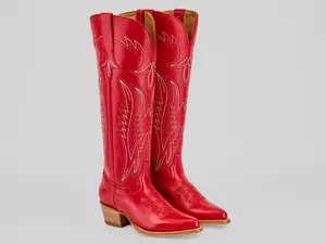 Moet Coral Red - Tall Shaft - Snip Toe Boot Boots Heels