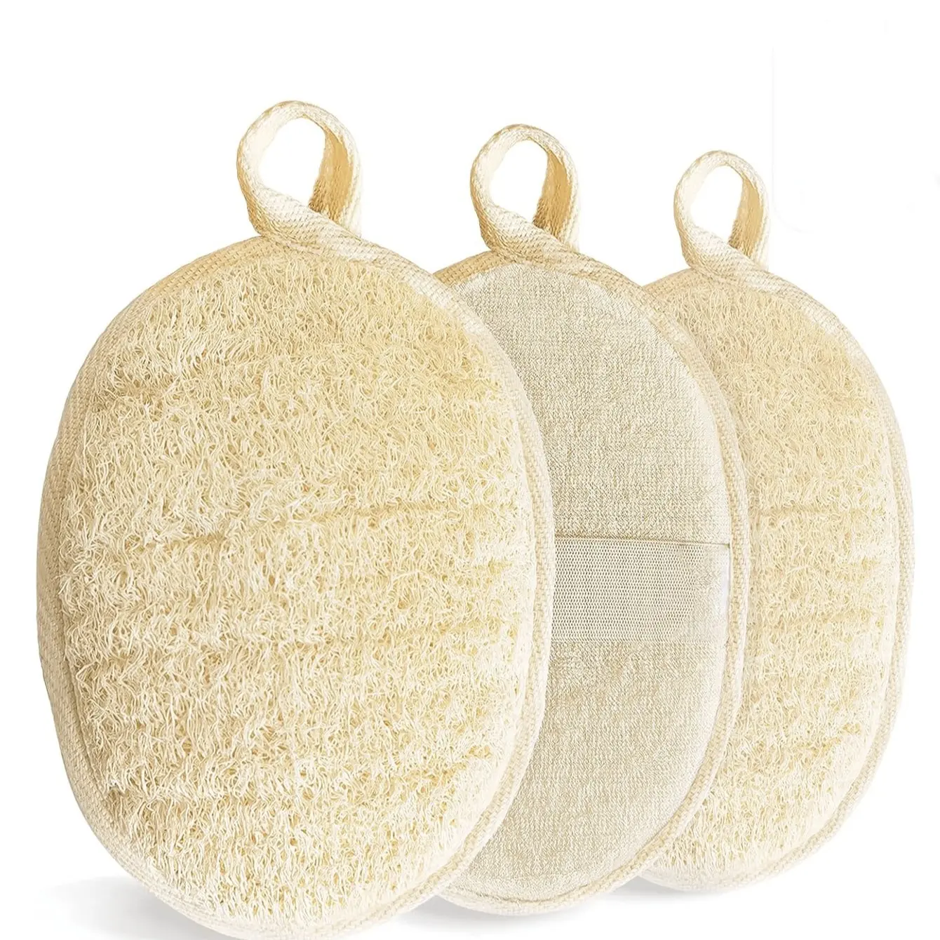 Natural Sponge Exfoliating Body & Kitchen Cleaner, Sensitive Skin Friendly, Reusable Plant Fiber, No Chemicals, Soak for Softening Cleaning, Dual Sided Sponges, Exfoliating Body Scrubber