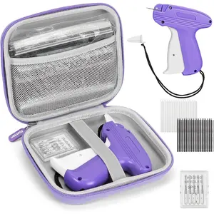 Mini Gun for Clothes, Tag Gun Quick Sewing Gun with 6 Needle, 2500 Black & 2500 White, Tagging Gun (Purple)