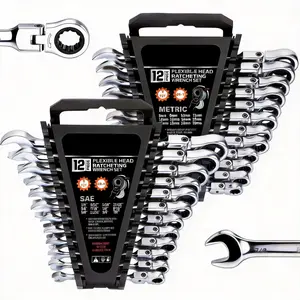 Multi-Purpose Ratchet Wrench Set | Metric and SAE | Ratchet Combination Wrenches Set with Organizer | 72-Teeth | Chrome Vanadium Steel Hardware, Gift, Spring Glow Up