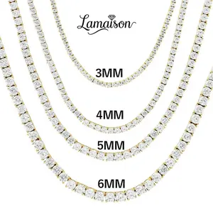 Round Cut Miami Tennis Necklace All Size Range Available(16-30 Inches) Iced Out Cuban Link Chain for Men & Women, Perfect Hip Hop,Rappers, Party,Girlfriend Boyfriend Birthday Engagement Hiphop Wedding Hypoallergenic Environmental