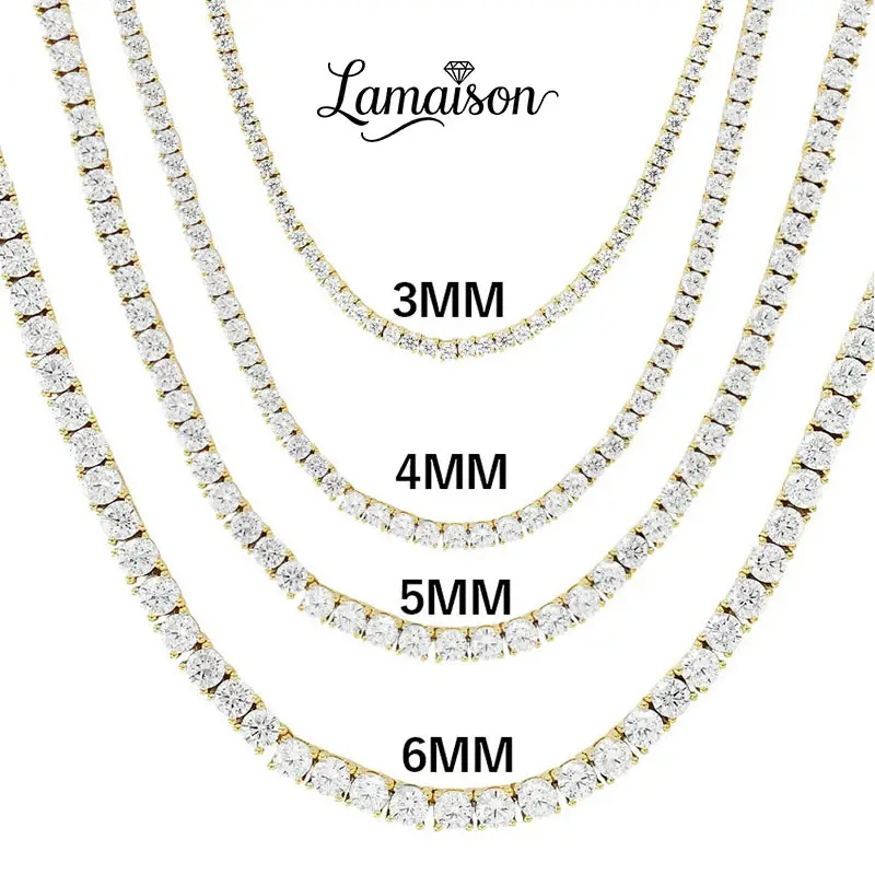 3-10MM Round Cut Miami Tennis Necklace All Size Range Available(16-30 Inches) Iced Out Cuban Link Chain for Men & Women, Perfect Hip Hop,Rappers, Part