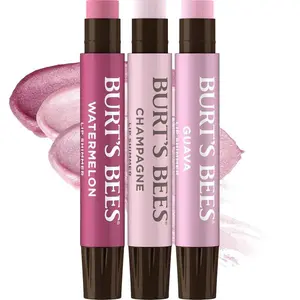 Burt’s Bees Lip Shimmer Pink Collection 3-Pack, Tinted Moisturizing Lip Balm Sticks with Natural Pigmented Buildable Color, 0.09 oz Each