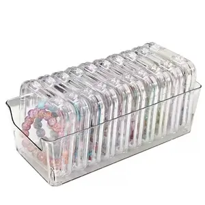Transparent Jewelry Storage Box Set, Bead String Organizer, Dustproof Crystal Necklace Bracelet Display Case, Desktop Jewellery Holder