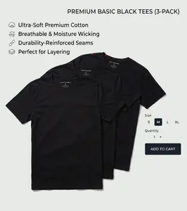 Menswear Short-Sleeve Round Neck Slim Fit White and Black T-Shirts, 3-Pack Men's Top