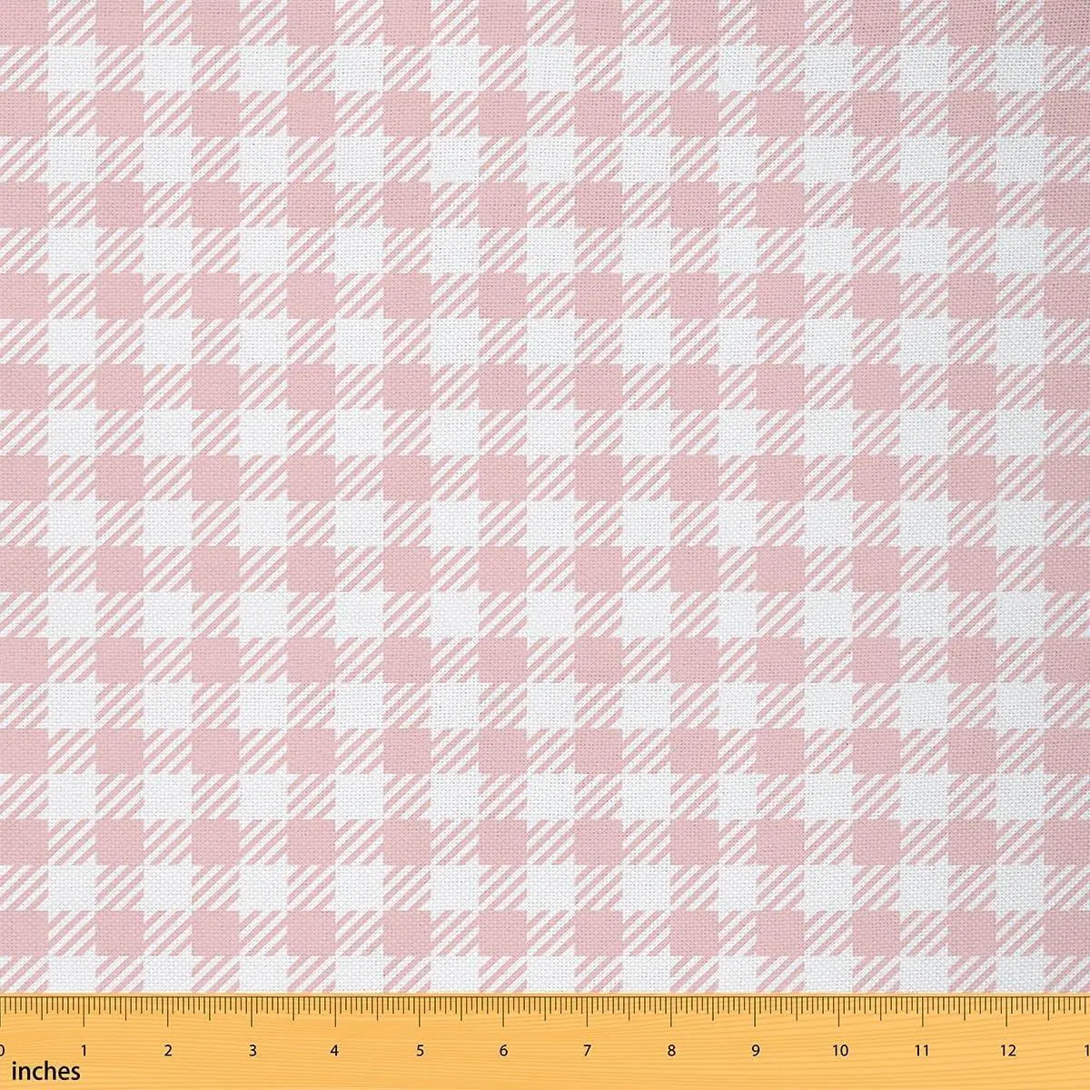 Buffalo Check Upholstery Fabric,Plaid Reupholstery Fabric Chairs,Grid Decorative Soft Flannel,White Pink