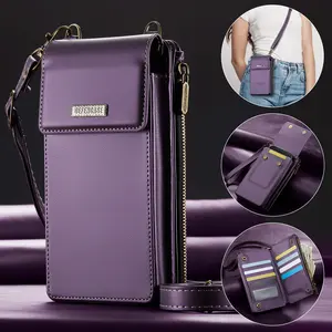 Women Crossbody Phone Wallet RFID Blocking Multi Card Slots with Zipper Pocket Detachable Wristlet & Shoulder Strap