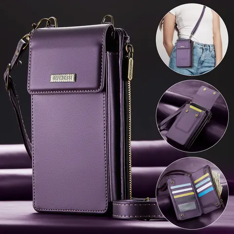 Women's Leather RFID Shielding Small Cross Body Purse - Colorblock Print, Elegant Design, Built-in Phone Wallet, Multi Slots, Zipped Cash Pocket, Detachable Wristlet, Detachable Crossbody Strap, Magnetic Closure, Business Use