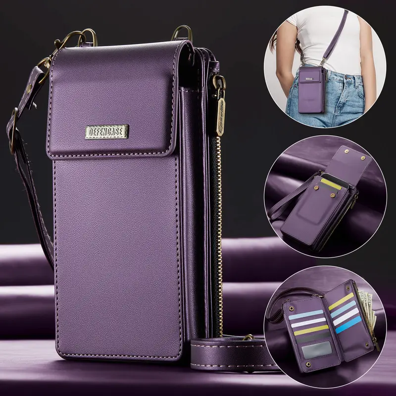 Women's Leather RFID Shielding Small Cross Body Purse - Colorblock Print, Elegant Design, Built-in Phone Wallet, Multi Slots, Zipped Cash Pocket, Detachable Wristlet, Detachable Crossbody Strap, Magnetic Closure, Business Use