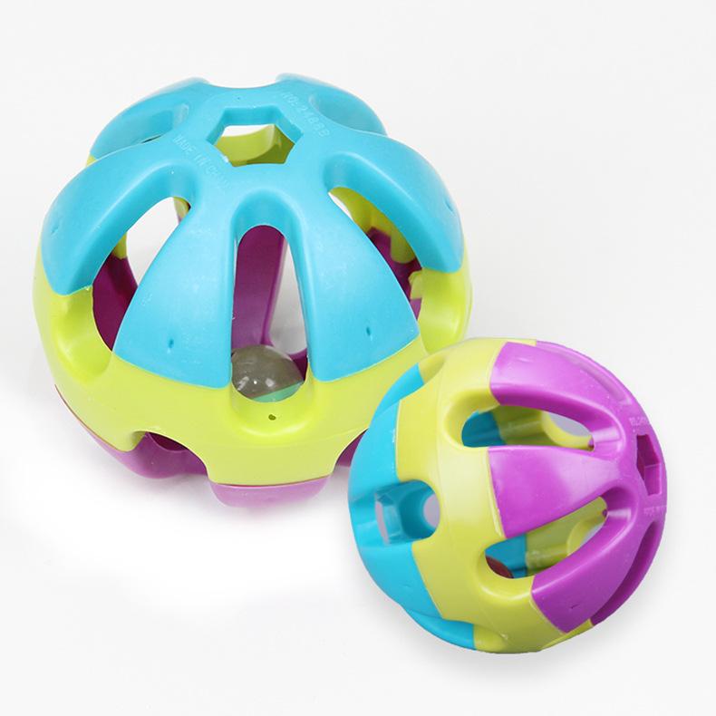 Pet Toys Colorful Bell Ball Hollow Plastic Ball Training Toy for Dogs Cat Dog Bell Ball
