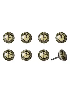 212 MAIN Black & Off White Ceramic & Metal Drawer Pull Knobs - Set of 8, 1.5x1.5 in, Traditional Home Decor, Artisan Craft, Hand-Painted Large Appliance Parts & Accessories