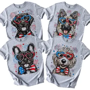 Patriotic Pups 4th of July Dog T-Shirt Collection  50+ Dog Breeds, USA Flag, Fireworks, America 250  Gildan SoftStyle Tee, Soft Style Tee, Women's Graphic Tshirt