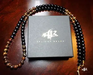 Kanye 8mm Bronzite and Black Onyx Beaded Necklace