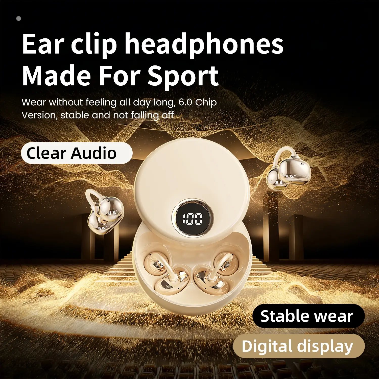 Women's Open-Ear Bluetooth Earphones - Bluetooth 6.0 Chip, High-Fidelity Stereo Sound, IPX7 Waterproof, Built-in ANC Microphone, Suitable for Gyms, Workplaces