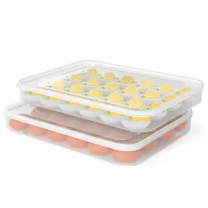 Set of 2, 77L Deviled Egg Containers with Lid, Plastic Egg Holder for Refrigerator for 48 Eggs, Clear Storage Deviled Egg Carrier Tray