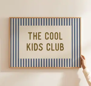 Cool Kids Club Poster Striped Wall Art Modern Kids Room Decor Playful Nursery Artwork Fun Design for Siblings Room Playroom or Creative Child Spaces