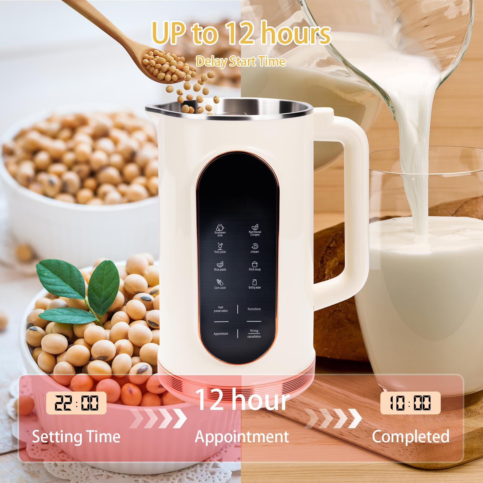 8-in-1 Multifunctional Automatic Nut Milk Machine&Coffee Maker, 48oz/1.5L Auto Self-Cleaning, Delay Start, Keep Warm, Boil Water – Stainless Steel,White 8-in-1 Multifunctional Automatic Nut Milk Machine&Coffee Maker, 48oz/1.5L Auto Self-Cleaning, Delay Start, Keep Warm, Boil Water – Stainless Steel,White