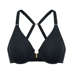 DELIMIRA Women's Inbarely Plus Front Closure Bras Racerback Full Coverage Plus Size Unlined Underwire Bra